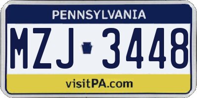 PA license plate MZJ3448