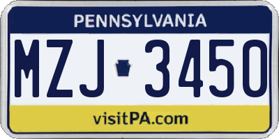 PA license plate MZJ3450