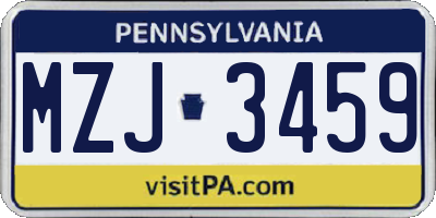 PA license plate MZJ3459