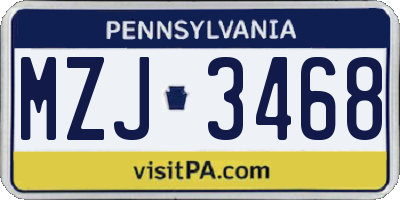 PA license plate MZJ3468