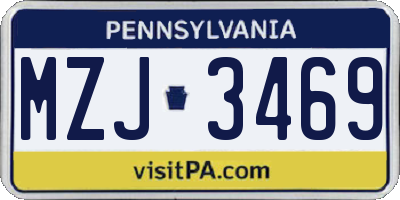PA license plate MZJ3469