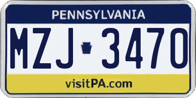 PA license plate MZJ3470