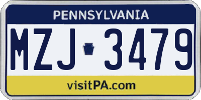 PA license plate MZJ3479