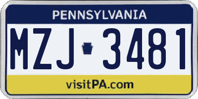 PA license plate MZJ3481