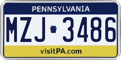 PA license plate MZJ3486