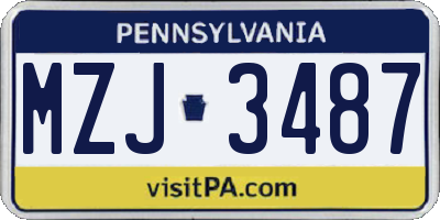 PA license plate MZJ3487