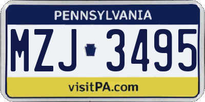 PA license plate MZJ3495