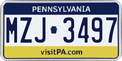 PA license plate MZJ3497