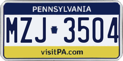 PA license plate MZJ3504