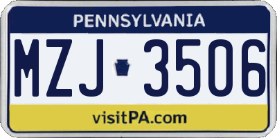 PA license plate MZJ3506