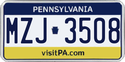 PA license plate MZJ3508