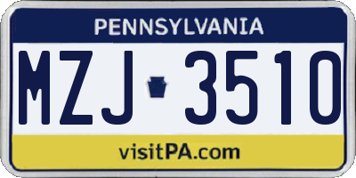 PA license plate MZJ3510