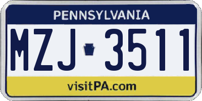 PA license plate MZJ3511