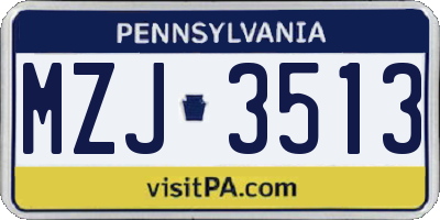 PA license plate MZJ3513