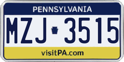 PA license plate MZJ3515