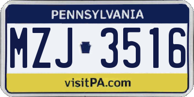 PA license plate MZJ3516