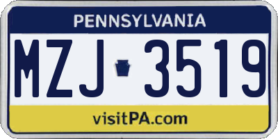 PA license plate MZJ3519