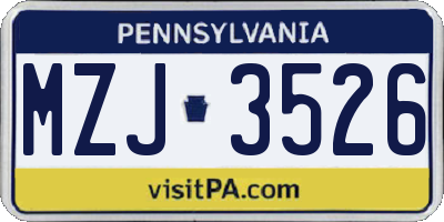 PA license plate MZJ3526