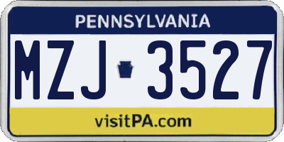 PA license plate MZJ3527