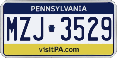 PA license plate MZJ3529