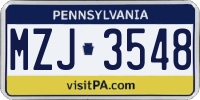 PA license plate MZJ3548