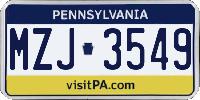 PA license plate MZJ3549