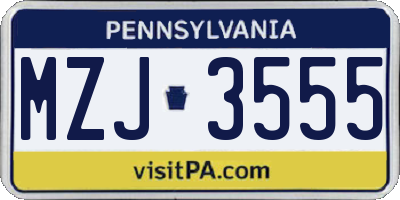 PA license plate MZJ3555
