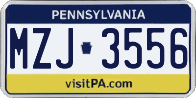 PA license plate MZJ3556