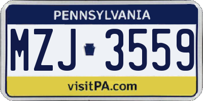 PA license plate MZJ3559