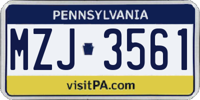 PA license plate MZJ3561