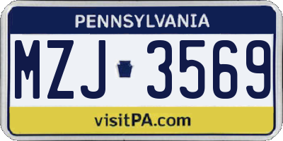 PA license plate MZJ3569