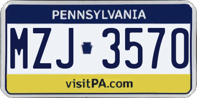 PA license plate MZJ3570