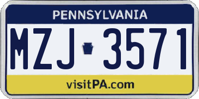 PA license plate MZJ3571