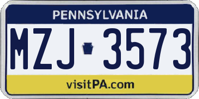 PA license plate MZJ3573
