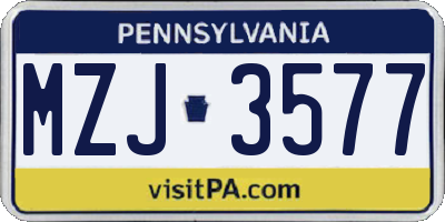 PA license plate MZJ3577