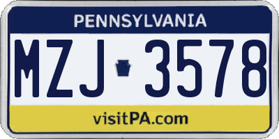 PA license plate MZJ3578
