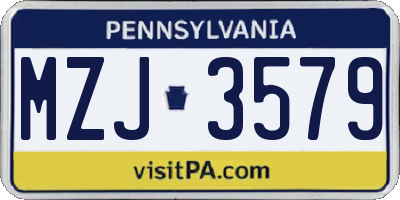 PA license plate MZJ3579