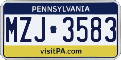 PA license plate MZJ3583