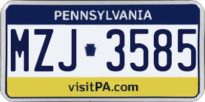 PA license plate MZJ3585