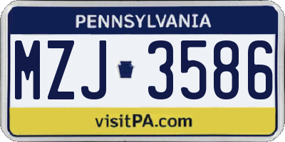 PA license plate MZJ3586