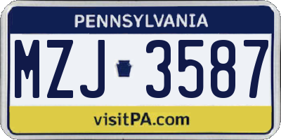 PA license plate MZJ3587