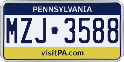 PA license plate MZJ3588