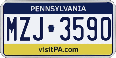 PA license plate MZJ3590