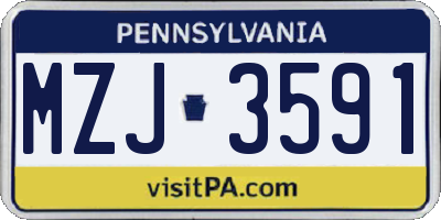 PA license plate MZJ3591