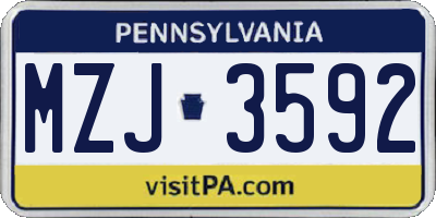 PA license plate MZJ3592