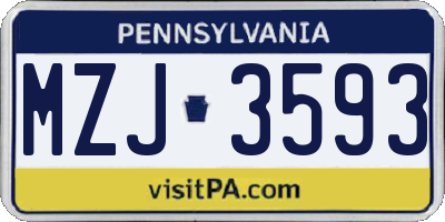 PA license plate MZJ3593