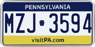 PA license plate MZJ3594