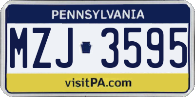 PA license plate MZJ3595