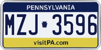 PA license plate MZJ3596