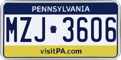 PA license plate MZJ3606